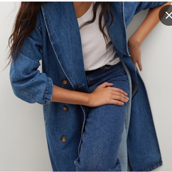 NWOT Mango double breast denim trench coat - Picture 7 of 8